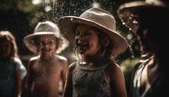 groep van mensen spelen in de water gegenereerd door ai foto