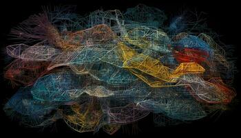 futuristische computer grafisch backdrop gloeiend, abstract chaos gegenereerd door ai foto