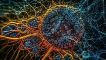 abstract moleculair structuur van kanker cellen uitvergroot gegenereerd door ai foto