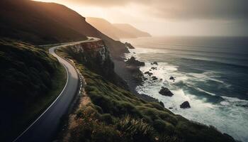 majestueus kust curves in idyllisch Asturië landschap gegenereerd door ai foto