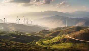 een duurzame oplossing naar genereren elektriciteit wind turbines gegenereerd door ai foto