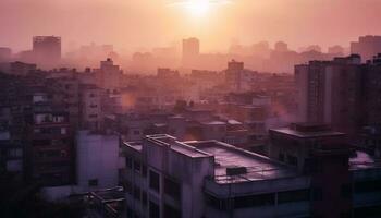 Beijing horizon gloeit in blauw schemering zonsondergang gegenereerd door ai foto