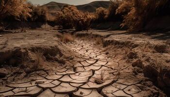 droog boom staat in stoffig Afrikaanse landschap gegenereerd door ai foto