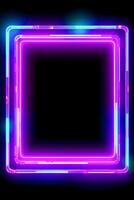 neon cyber kader sociaal media post mockup met kristallijn rechthoek en wimpel bedekking generatief ai foto