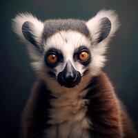 detailopname portret van ringstaart lemur. Madagascar dier. generatief ai foto