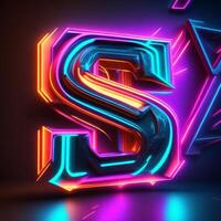 maken een neon en cyberpunk 3d s logo gebruik makend van ai-gegenereerd gereedschap foto