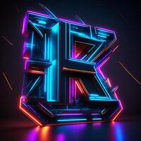 maken een neon en cyberpunk 3d e logo gebruik makend van ai-gegenereerd gereedschap foto