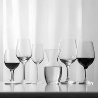 glaswerk voor wijn verscheidenheid van maten en vormen. ai gegenereerd foto