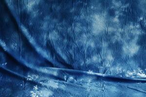 cyanotypie, kleding stof, achtergrond, blauw. ai generatief foto