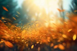 een wazig herfst, winderig lucht abstract achtergrond met bokeh gloed, illustratie. ai generatief foto