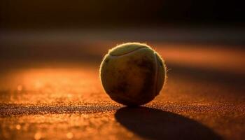 competitief tennis bal spelen in zomer zonlicht gegenereerd door ai foto