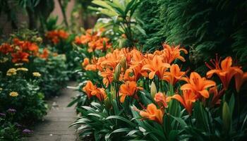 levendig tulp boeket, een geschenk van natuur gegenereerd door ai foto