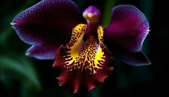 rustig tafereel van elegant orchidee in bloeien gegenereerd door ai foto