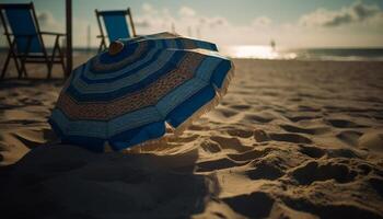 zon, zand, en golven tropisch paradijs wacht gegenereerd door ai foto