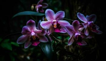 biologisch lila orchidee bloei in tropisch klimaat gegenereerd door ai foto
