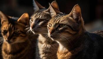 pluizig katje staren met speels ogen, alertheid gegenereerd door ai foto