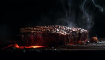 fijnproever entrecote steak, verkolen gegrild naar perfectie gegenereerd door ai foto