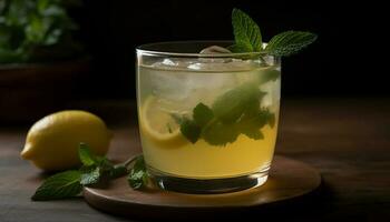 vers mojito cocktail met citrus fruit garneer gegenereerd door ai foto