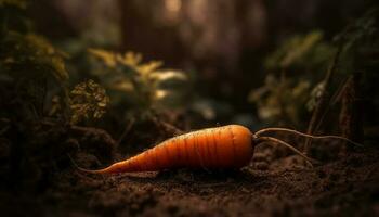 vers wortel groei in biologisch groente tuin gegenereerd door ai foto