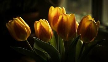 een levendig boeket van vers tulpen in bloeien gegenereerd door ai foto
