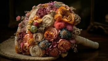 rustiek boeket van vers bloemen, een romantisch geschenk gegenereerd door ai foto