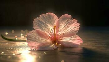 levendig hibiscus bloesem, geschenk van natuur liefde gegenereerd door ai foto