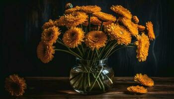 een rustiek boeket van zonnebloemen en madeliefjes gegenereerd door ai foto