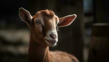 schattig geit begrazing in landelijk weide weiland gegenereerd door ai foto