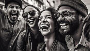 multi etnisch groep geniet zorgeloos zomer partij samen gegenereerd door ai foto