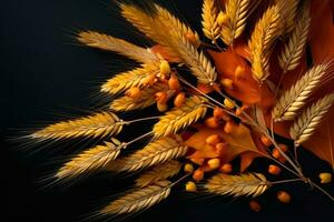 esdoorn- herfst bladeren leugen, geel, oranje en groente. ai generatief foto
