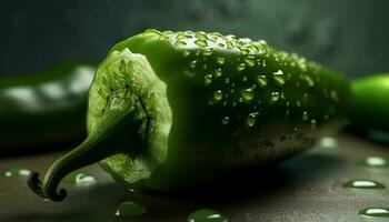 biologisch groente salade met rijp klok peper, dauw druppels en versheid gegenereerd door ai foto