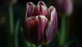 levendig tulp bloesem in natuur formeel tuin, een geschenk van liefde gegenereerd door ai foto