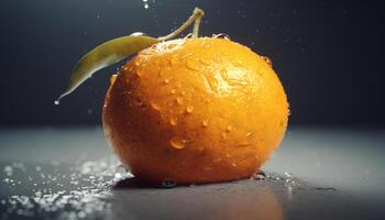 sappig citrus plak spatten in water, verfrissend en gezond drinken gegenereerd door ai foto