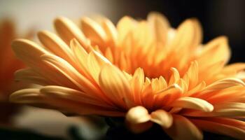 levendig gerbera madeliefje bloesem in zacht focus, omringd door groen gegenereerd door ai foto