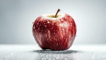 sappig appel weerspiegelt versheid van biologisch tussendoortje in levendig nog steeds leven gegenereerd door ai foto