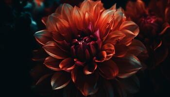 levendig boeket van multi gekleurde chrysanten en dahlia's in vol bloeien gegenereerd door ai foto