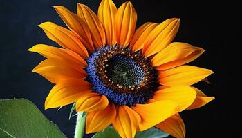 levendig zonnebloem bloesem, een single bloem in natuur cirkel gegenereerd door ai foto