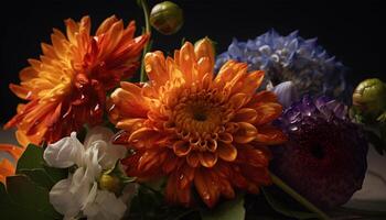 levendig boeket van multi gekleurde bloemen in natuur schoonheid gegenereerd door ai foto