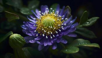 macro schoonheid in natuur dichtbij omhoog van multi gekleurde wilde bloemen in weide gegenereerd door ai foto