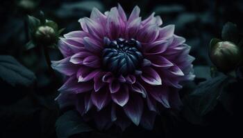 schoonheid in natuur dichtbij omhoog van multi gekleurde dahlia bloesem gegenereerd door ai foto