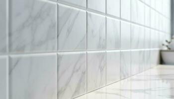 modern architectuur ontwerp met elegant marmeren tegels in huiselijk badkamer gegenereerd door ai foto