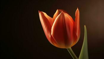 levendig tulp bloesem in natuur schoonheid, een single geel bloemblad gegenereerd door ai foto