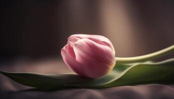 levendig tulp bloesem in natuur schoonheid, een geschenk van romance gegenereerd door ai foto