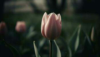 levendig tulp bloesem in natuur weide, een geschenk van schoonheid gegenereerd door ai foto