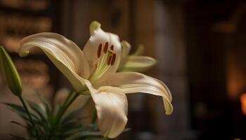 vers geel bloesem, elegantie in natuur, selectief focus Aan bloemblad gegenereerd door ai foto