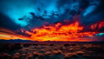 panoramisch berg reeks weerspiegelt majestueus schoonheid van rustig natuur tafereel gegenereerd door ai foto