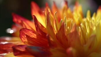 levendig bloemblaadjes van een multi gekleurde dahlia in tuin gegenereerd door ai foto