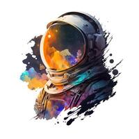 kosmonaut in ruimtepak, ruimte in reflectie. veelkleurig abstract illustratie geïsoleerd Aan wit achtergrond. generatief ai foto