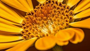 levendig geel madeliefje bloesem, een single bloem in natuur schoonheid gegenereerd door ai foto