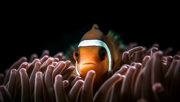 clown vis en damselfish zwemmen in rif gegenereerd door ai foto